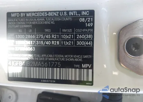 2021 Mercedes-Benz Gle 350 from USA, damaged, VIN 4JGFB4JB2MA561775